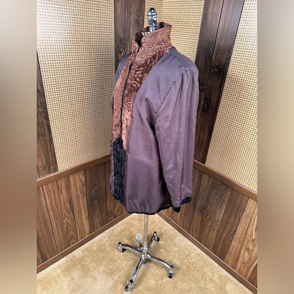 BEAUTIFUL MULTICOLOR BLACK & BROWN PERSIAN LAMB KARAKUL FUR COAT JACKET X-LARGE - Picture 9 of 10